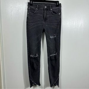 Free People We The Free Gray Distressed Hem Jeans Size 25